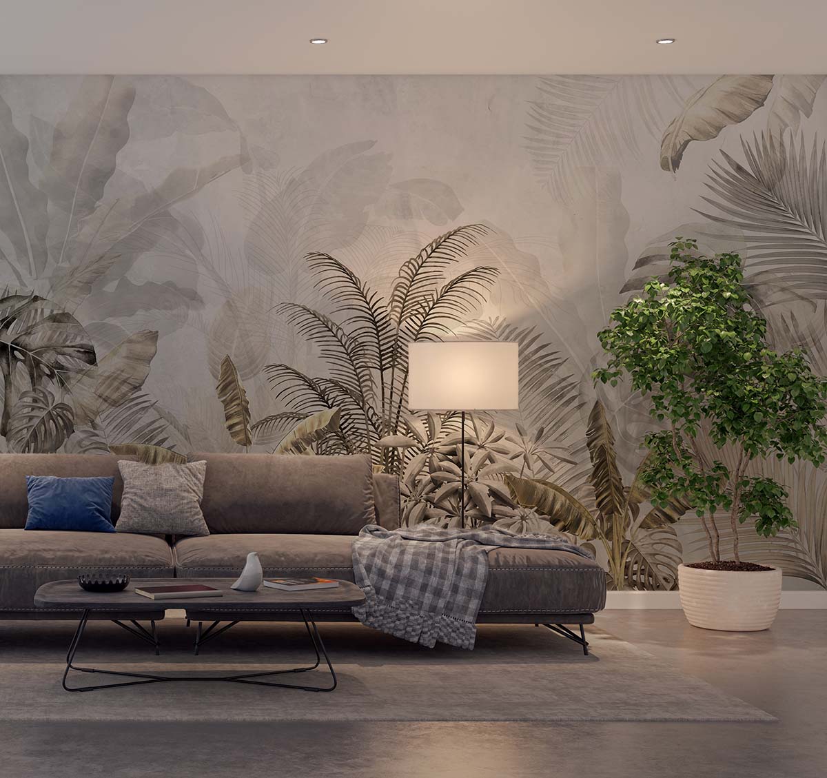 Modern geometric wallpaper installation